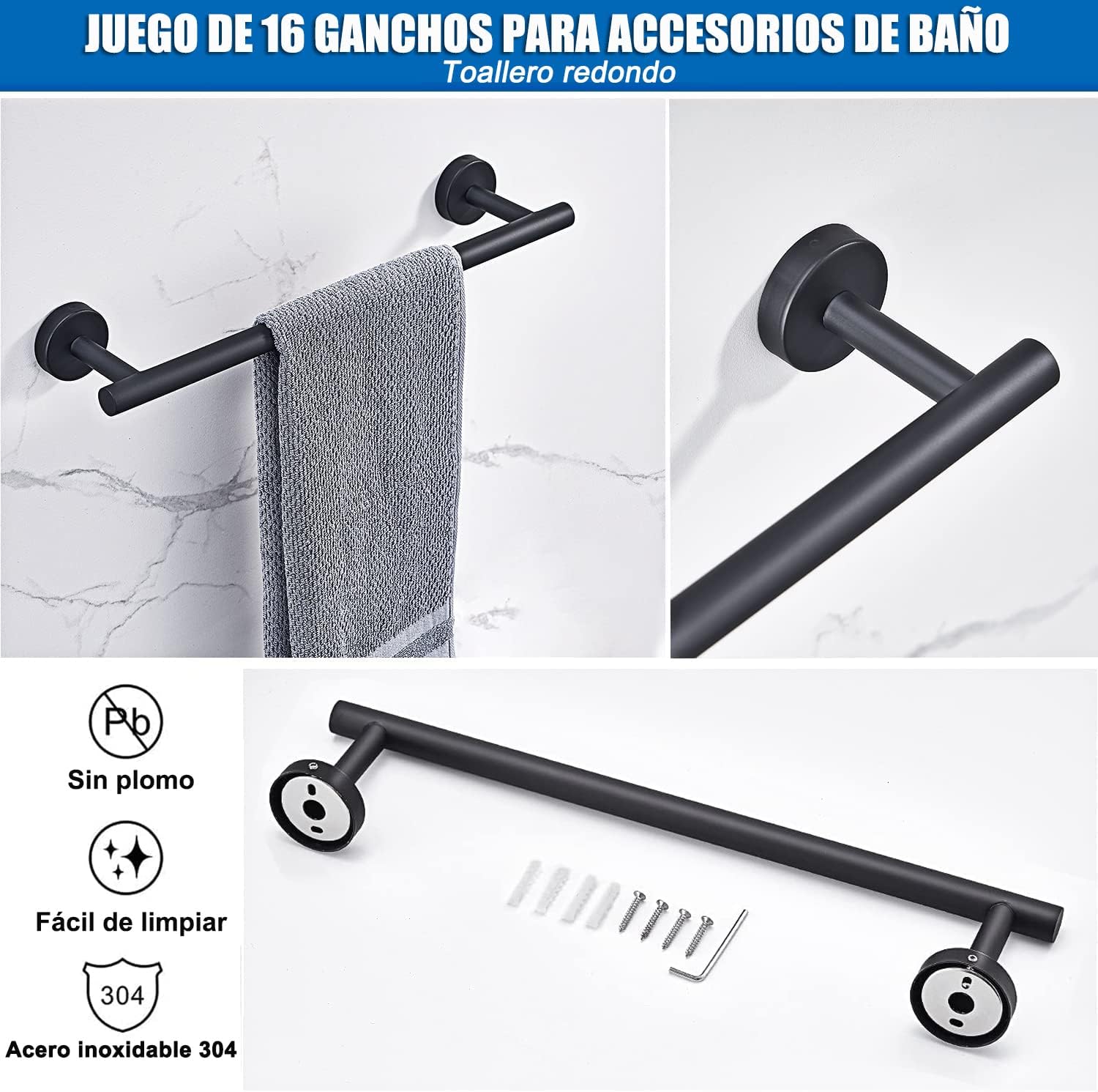 Miniatura 2 de Juego Sets De Accesorios Para Baño Inoxi